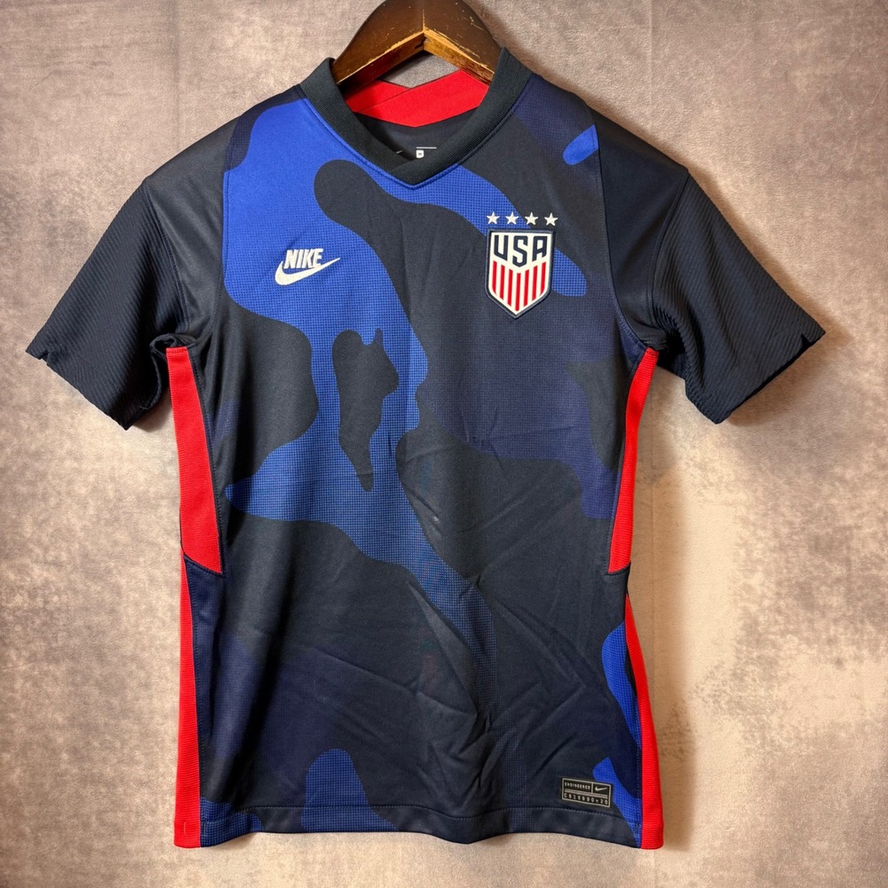 Nike USMNT Soccer Jersey Youth Medium Blue Camo USA National Team Dri-FIT